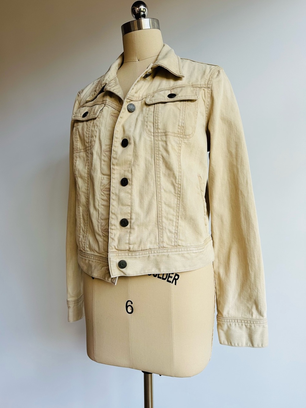 Vintage Ralph Lauren Beige Denim Trucker Jacket Neutral Preppy Capsule Boho - Picture 8 of 10